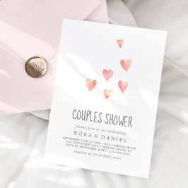 Inbjudan till Watercolor Hearts Girl Par Shower