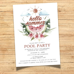 Inbjudan till Watercolor Hej Summer Bassäng Party