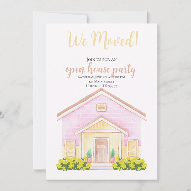 Inbjudan till Watercolor House Warming Party Party (Framsida)