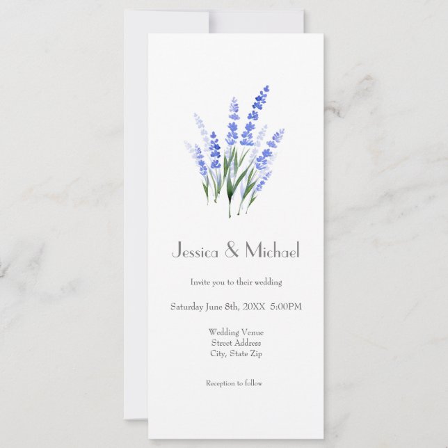 Inbjudan till Watercolor Lavender Bouquet (Framsida)