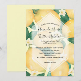 Inbjudan till Watercolor Lemons Greenery Wedding