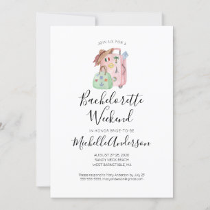 Inbjudan till Watercolor Luggage Bachelorette Helg