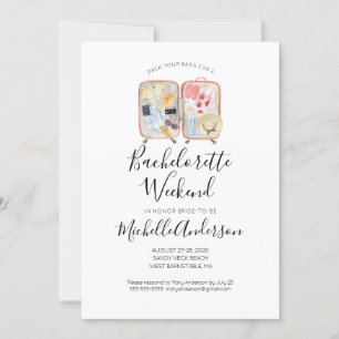 Inbjudan till Watercolor Luggage Bachelorette Helg