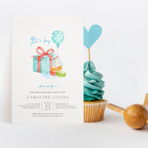 Inbjudan till Watercolor Macaroons Pojke Shower