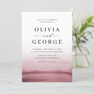 Inbjudan till Watercolor Ombre Red Modern Wedding