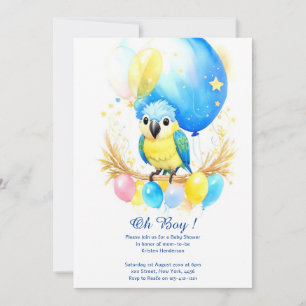 Inbjudan till Watercolor Parrot Boy Baby Shower