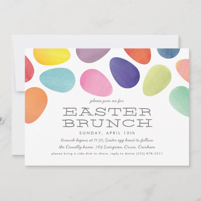 Inbjudan till Watercolor Påskägg Brunch (Framsida)