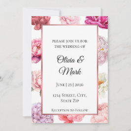 Inbjudan till Watercolor Peony Wedding | Ro Guld