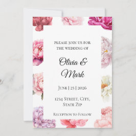 Inbjudan till Watercolor Peony Wedding | Ro Guld