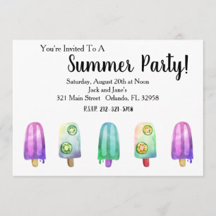 Inbjudan till Watercolor Popsicle Summer Party