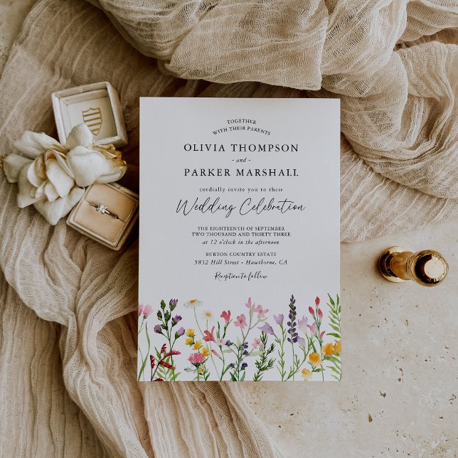 Inbjudan till Watercolor Pressed Wildblommornas br (Skapare uppladdad)