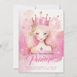 Inbjudan till Watercolor Princess Fantasy Birthday