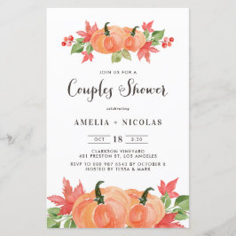 Inbjudan till Watercolor Pumpkin Par Shower