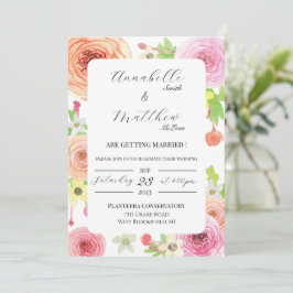 Inbjudan till Watercolor Ranunculus Flower Wedding