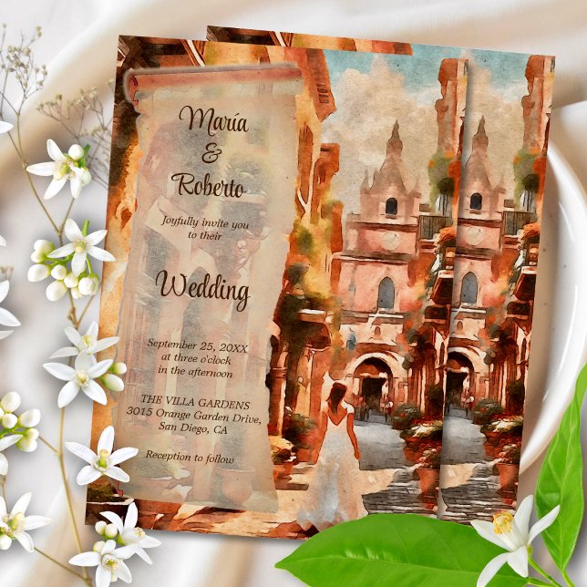 Inbjudan till Watercolor Rustic Town Mexican Weddi (Skapare uppladdad)