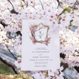 Inbjudan till Watercolor Sakura Cherry Flower Wedd