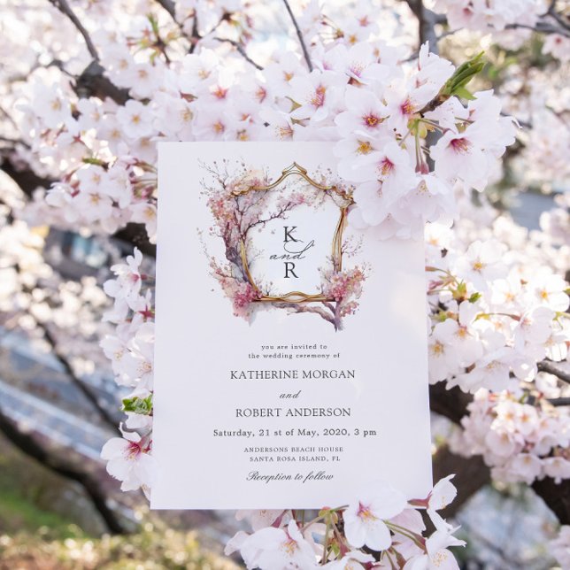 Inbjudan till Watercolor Sakura Cherry Flower Wedd (Skapare uppladdad)