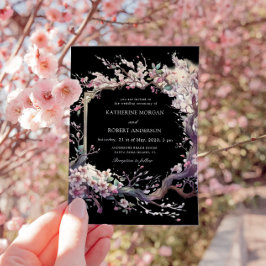 Inbjudan till Watercolor Sakura Cherry Flower Wedd