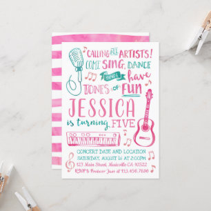 Inbjudan till Watercolor Singer Birthday