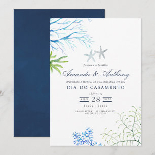Inbjudan till Watercolor Sjögräs Beach Themed Wedd
