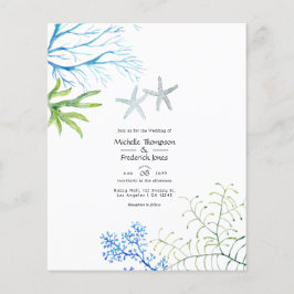 Inbjudan till Watercolor Sjögräs Beach Themed Wedd Flygblad