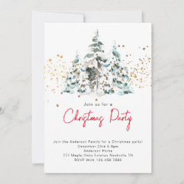 Inbjudan till Watercolor Snowy Julgranar-partiet