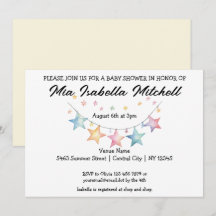Inbjudan till Watercolor Star Pennant Baby Shower
