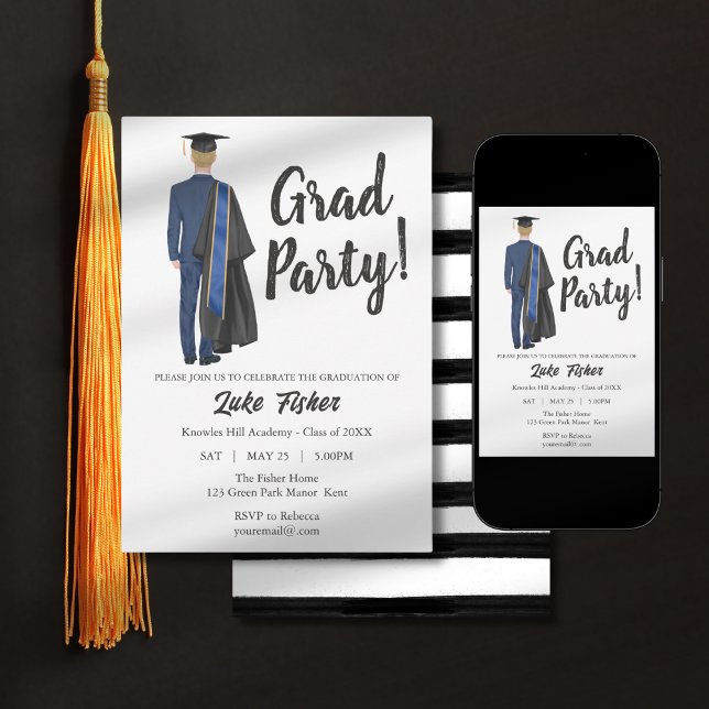 Inbjudan till Watercolor Studenten Gown & Cap (Skapare uppladdad)