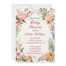 Inbjudan till Watercolor Tiger Lily Baby Shower