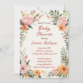Inbjudan till Watercolor Tiger Lily Baby Shower