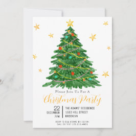 Inbjudan till Watercolor Träd God jul Party