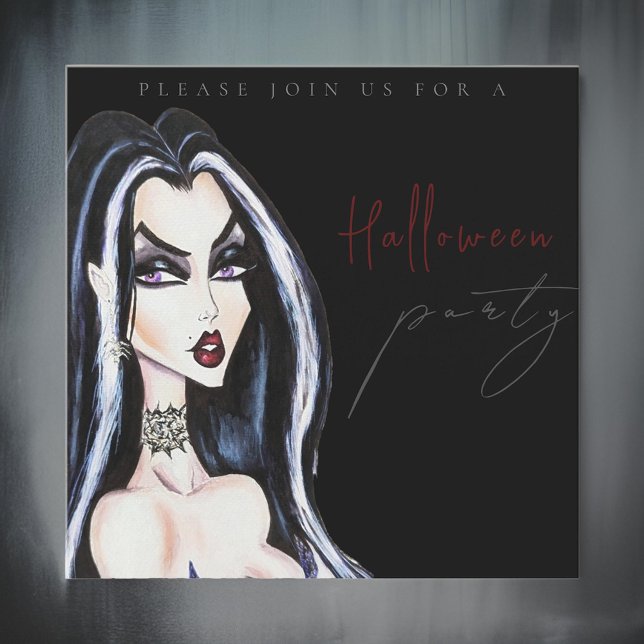 Inbjudan till Watercolor Vuxen Black Halloween fes (Skapare uppladdad)