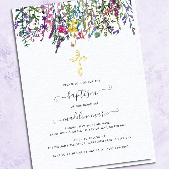Inbjudan till Watercolor Wildblombaptism (Skapare uppladdad)