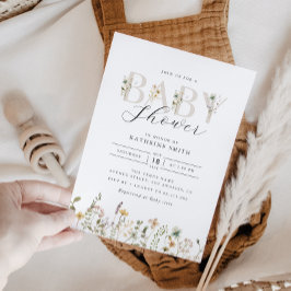 Inbjudan till Watercolor Wildblomma Baby Shower