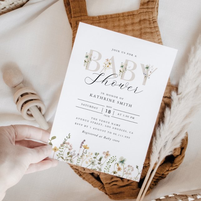 Inbjudan till Watercolor Wildblomma Baby Shower (Skapare uppladdad)