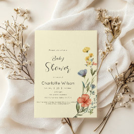 Inbjudan till Watercolor Wildblomma Baby Shower