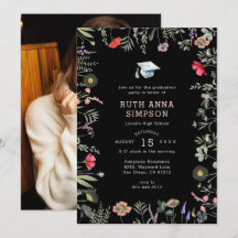 Inbjudan till Watercolor Wildblomma Photo Studente