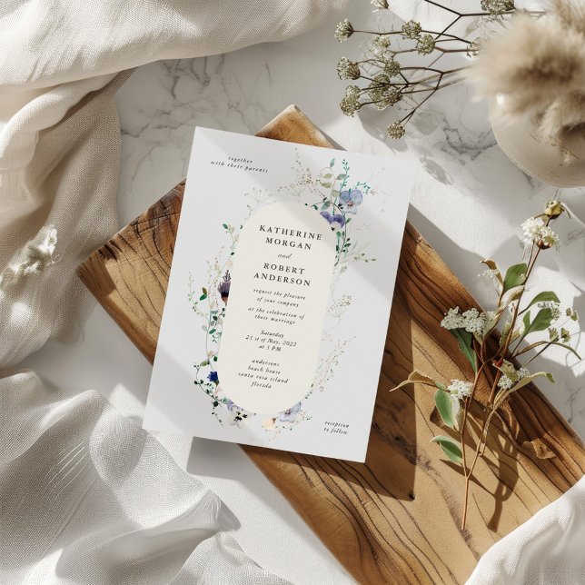 Inbjudan till Watercolor Wildblommor Elegant bröll (Skapare uppladdad)