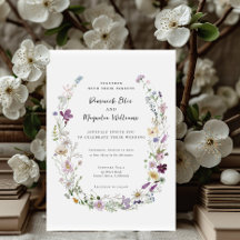 Inbjudan till Watercolor Wildblommor elegant bröll