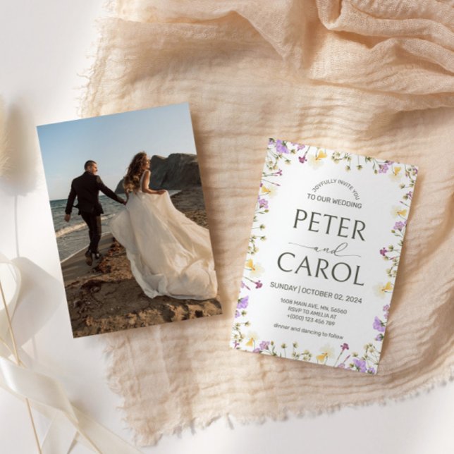 Inbjudan till Watercolor Wildbloms fotobröllop (Skapare uppladdad)