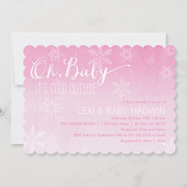 Inbjudan till Watercolor Winter Baby Shower| Flick (Framsida)