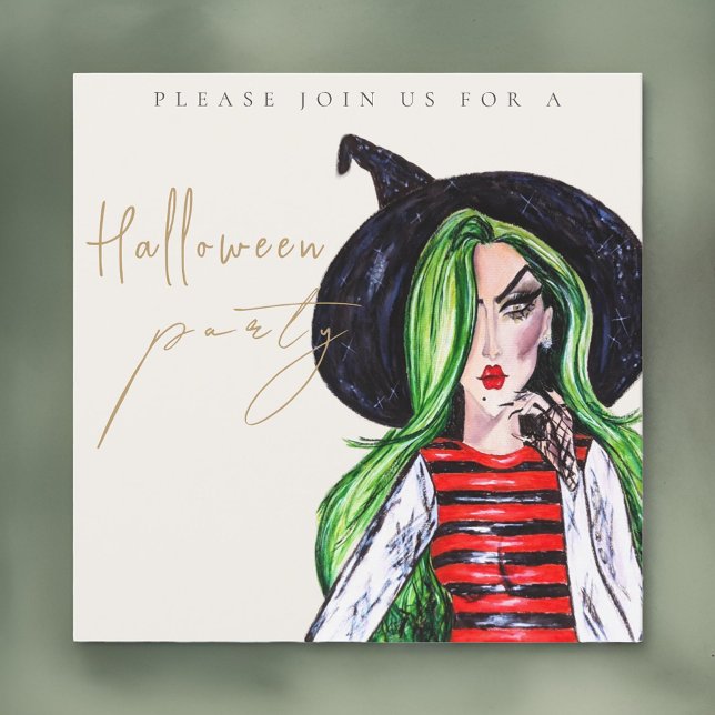 Inbjudan till Watercolor Witch Vuxen Halloween fes (Skapare uppladdad)