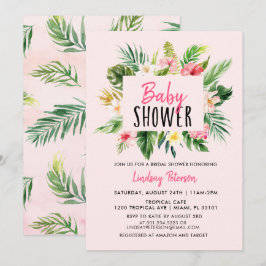 Inbjudan till WatercolorTropical Flowers Baby Show