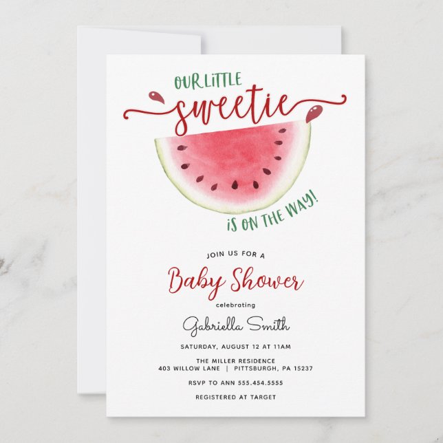 Inbjudan till Watermelon Baby Shower (Framsida)