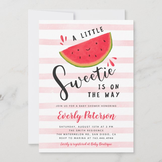 Inbjudan till Watermelon Little Sweets Baby Shower (Framsida)