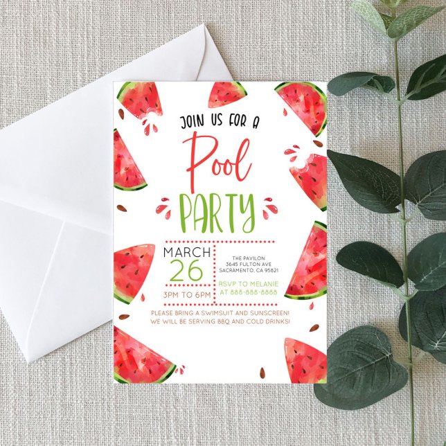 Inbjudan till Watermelon-partiet, Bassäng, arrange (Skapare uppladdad)