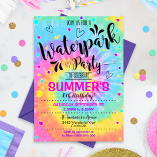 Inbjudan till Waterpark Party Tie Dye Vatten Park