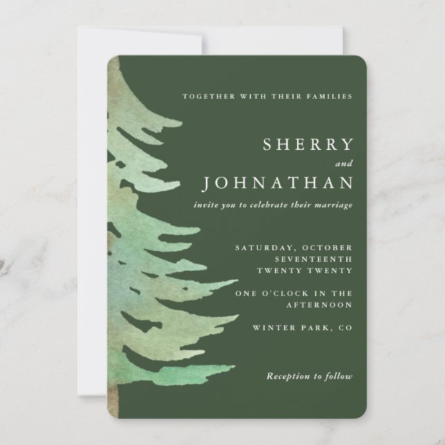 Inbjudan till webbfärgsskog för bröllop (Framsida)