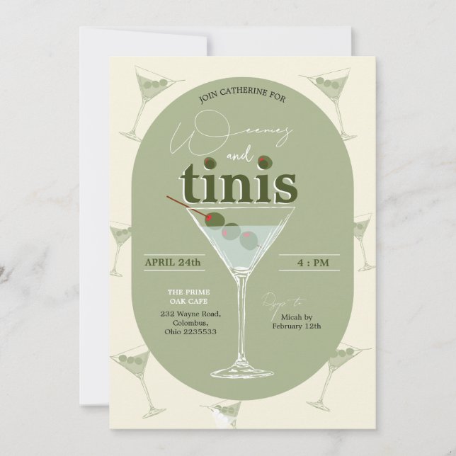 Inbjudan till Weenies och Tinis Martini Bacheloret (Framsida)