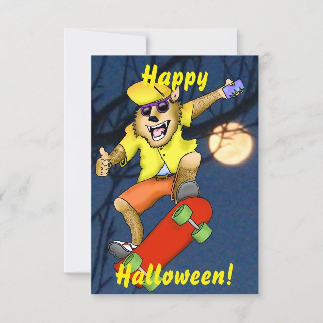 Inbjudan till Werevarg Skateboarder Halloween fest (Framsida)
